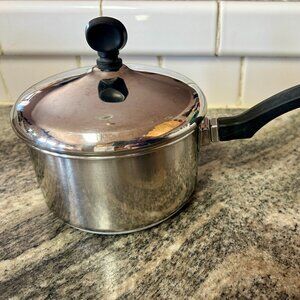 Vintage Farberware 1qt Saucepan Aluminum Clad Stainless Steel USA with Lid NICE!